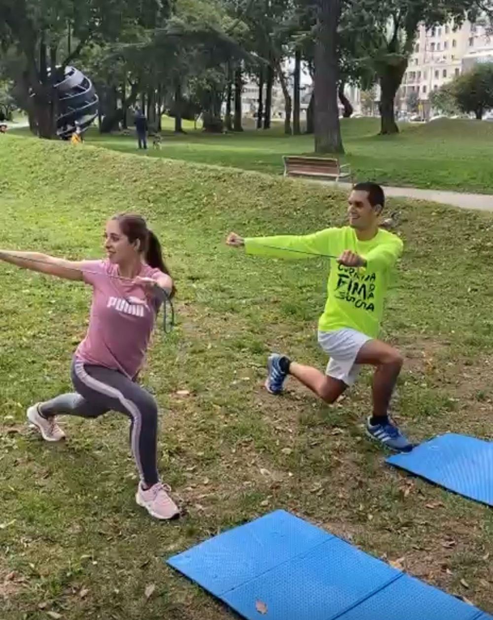 Treino outdoor num parque de Lisboa